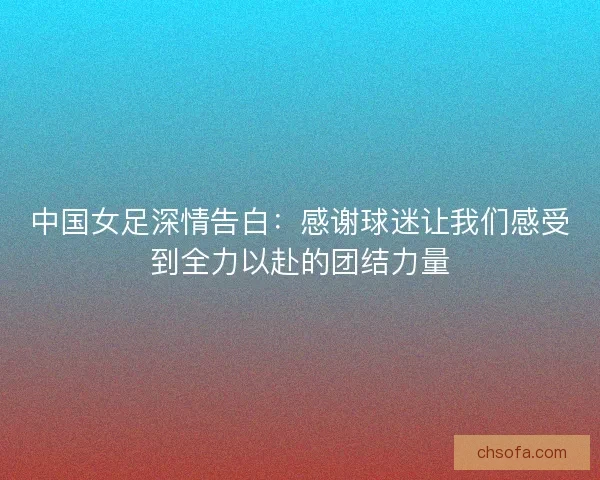 中国女足深情告白：感谢球迷让我们感受到全力以赴的团结力量
